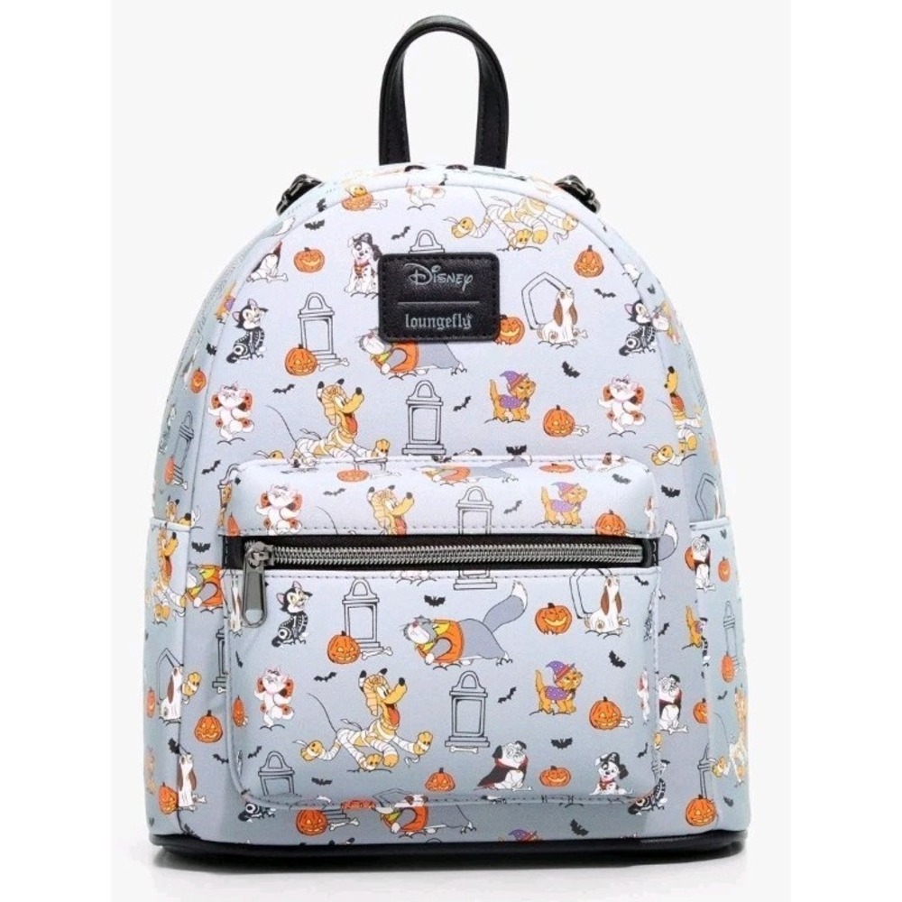NEW Loungefly Disney Cats And Dogs Halloween Costumes Pumpkins Mini Backpack